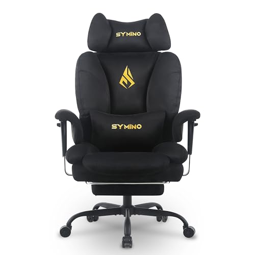 Symino Ergonomic Gaming Chair with Footrest & 155° Recline - color: Black-horn