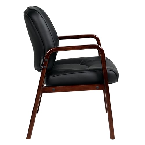 Offices To Go Luxhide Faux Leather Guest Chair, Black/Cordovan (OTG11770BCX)