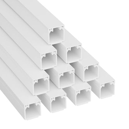 D-Line 32.8ft Cable Raceway, Self Adhesive Cord Cover, Hide Surface Wires, Paintable - 10x 0.63in (W) x 0.63in (H) x 39in Lengths - White - size: 10-Pack