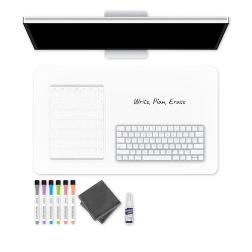 loukin Dry Erase Silicone Desk Mat, 23.6"x13.8" Desk Pad with Planner
