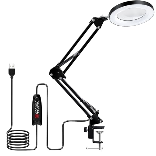 LXIANGN Hands Free 10X Magnifying Glass with Light and Clamp - color: 10x