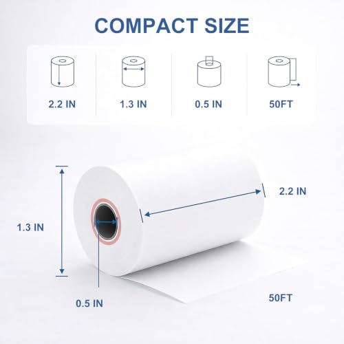 (100 Rolls) 2 1/4 x 50 Thermal Paper Receipt Rolls, Premium Quality Thermal Printer Paper, Receipt Paper Rolls, Fits All POS Cash Registers, BPA Free - size: 100 Rolls, style: 2 1/4'' 50