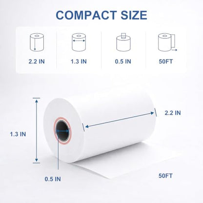 (100 Rolls) 2 1/4 x 50 Thermal Paper Receipt Rolls, Premium Quality Thermal Printer Paper, Receipt Paper Rolls, Fits All POS Cash Registers, BPA Free - size: 100 Rolls, style: 2 1/4'' 50