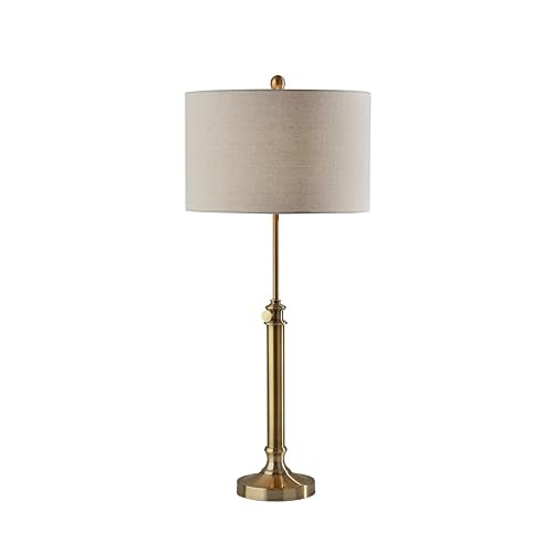 Adesso Table Lamp, Antique Brass & Oatmeal, Adjustable Height, 34.5” - color: Antique Brass, size: Table Lamp