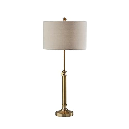 Adesso Table Lamp, Antique Brass & Oatmeal, Adjustable Height, 34.5” - color: Antique Brass, size: Table Lamp