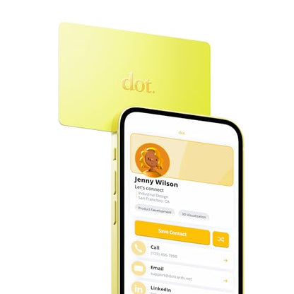 dot. Card - Digital Business Card - Tap Compatible with iPhone & Android (Yellow) - color: Yellow
