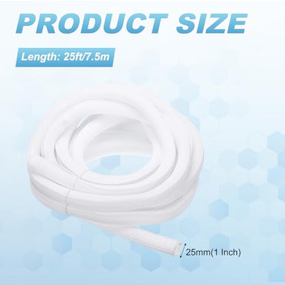 MECCANIXITY Split Sleeve Wire Loom 1" 25Ft White Self Wrapping Braided Sleeve UL94-V2 Fireproof PET Sleeving for Automotive, Home Cable Management - color: White, size: 1" x 25Ft
