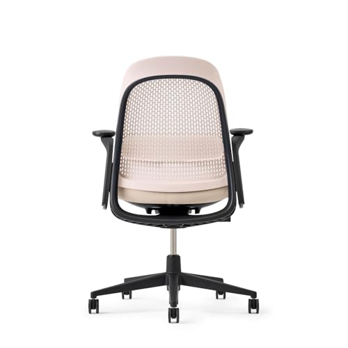 Haworth Breck Ergonomic Office Chair, Home Office Desk Chair, Blush | Computer Desk Chair with Height-Adjustable Lumbar Support, Black Trim, and 4D-Arms - color: Blush, style: Black Trim