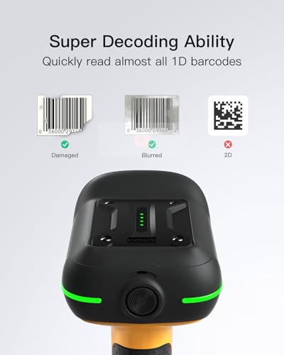 Inateck Industrial Barcode Scanner Bluetooth, 1D Scanner Wireless with IP67 Waterproof and Dustproof, Handscanner with App & SDK，BCST-61 - style: 1D IP67