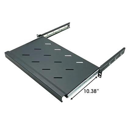 Electriduct 1U Keyboard Tray - Fully Extendable Universal 19" Rack Mount Sliding Shelf for Network Equipment Server Cabinet Enclosure with 3-Rail System and Mounting Hardware - 10.8" Deep