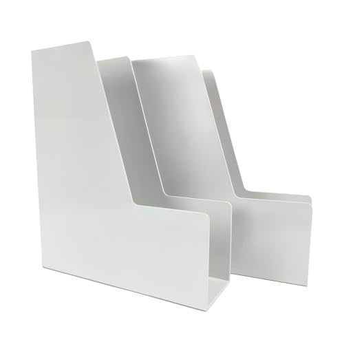 Vertical File Holder, 2 pack, Plastic Organizer for Home Office | Plastic vertical file & magazine organizer. Multi-purpose document holder for home office, desk. White, space-saving storage. - color: White