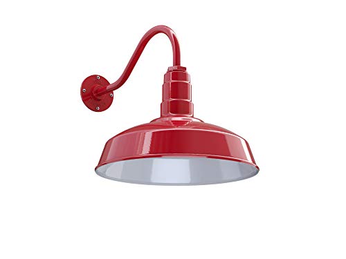 16" Gooseneck Barn Light Outdoor | Farmhouse Exterior Wall Light | Red - color: Red, size: 16" Gooseneck