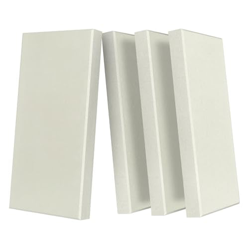 4 Pack Acoustic Panels 23.6"x11.8" Soundproof Fiberglass Panels, Off White - color: Off White, size: 23.6" x 11.8"-4pcs