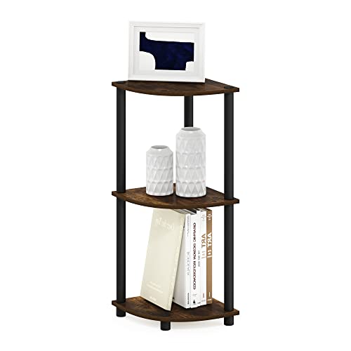 Furinno Turn-N-Tube Toolless Assembly 3-Tier Storage Shelves, Amber Pine - color: Amber Pine/Black, size: 3-Tier