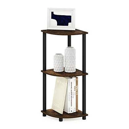 Furinno Turn-N-Tube Toolless Assembly 3-Tier Storage Shelves, Amber Pine - color: Amber Pine/Black, size: 3-Tier