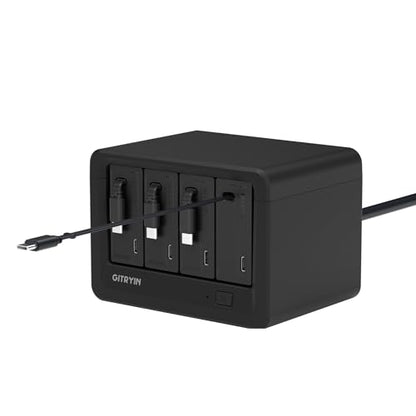 Gitryin 12-in-1 Desktop Modular Charging Station, 4 65W USB C Retractable Chargers with 33.5in Built-in Cables, ETL Surge Protector Charging Hub for Laptop, Phone, Tablet, Home Office Desk, Black - color: Black