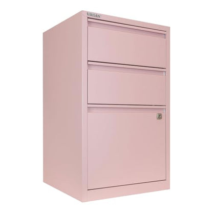 Bisley 3-Drawer Flush Front Vertical File Cabinet - Palest Pink - color: Palest Pink, size: 3 Drawer