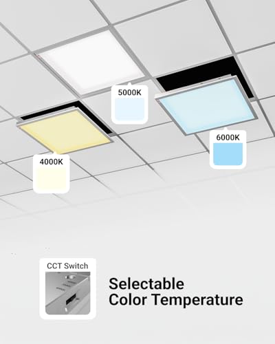 Sunco 2x2 LED Flat Panel Lights, Emergency Backup, 3CCT, 20-40W | 5200LM, 0-10V, Office Lighting, 90 Minute Battery Emergency, Dual Selectable Features, 20/30/40W, 4000/5000/6000K