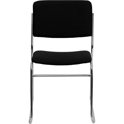 Flash Furniture Hercules Fabric Stackable Chair, Black | Chrome Sled Base, Fabric Upholstery, 500 LBS. Weight Capacity - color: Black Fabric/Chrome Frame, size: Set of 1