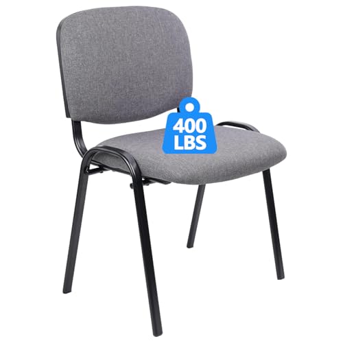 CLATINA Stackable Waiting Room Chairs, Cloth Fabric Guest Reception Chair with Upholstered Thickene Seat and Back Support, Stacking Chair Metal Leg for Office School Church Conference Room, Grey - color: Grey, size: 1 Pack