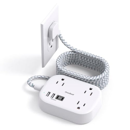 Cruise Essentials 2026,One Beat Travel Power Strip with USB C,Flat Plug - color: White, size: 10Ft