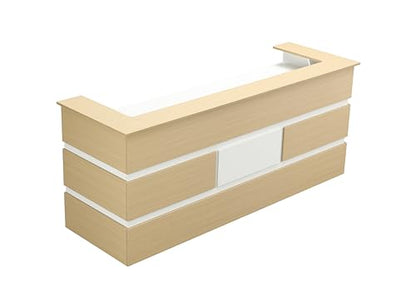 Mares 87" Wood Office Reception Desk Counter & Drawers w/Telescopic Rails & Chrome Handles | Cable Grommet Holes | Option to Add Logo | Front Table Furniture Nail Hair Beauty Salon Spa Restaurant - color: Cream