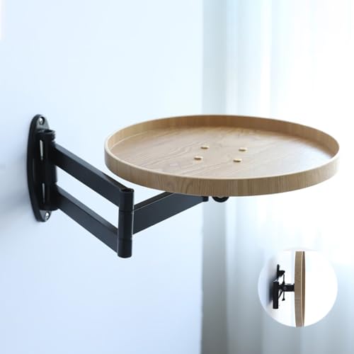 Wall-Mounted Small Desk Table 11.8in Fold Down Table Bedside Folding Coffee Table with Retractable Shelf 180° Detachable Flip-Out Design Auxiliary Tables for Bedroom Bathroom Study Living Room(Natural - color: Natural