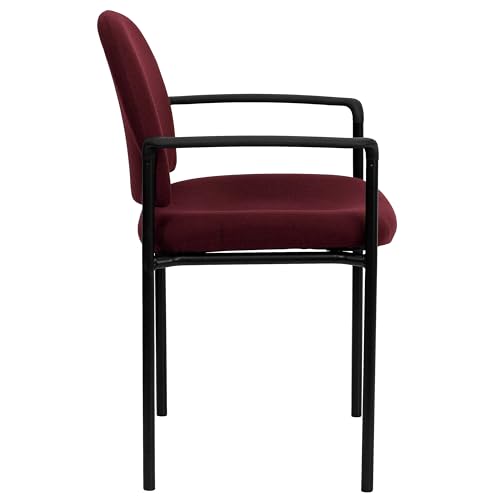 Flash Furniture Steel Stackable Reception Chair with Arms, Burgundy - color: Burgundy Fabric