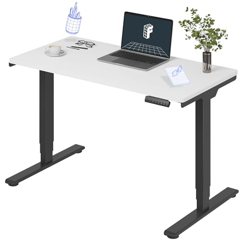 FLEXISPOT E6 3-Stage Dual Motor Electric Standing Desk 48 x 24 Sit Stand Up Desk, Holds 220 lbs, Adjustable Height w/Memory Presets, One-Piece White Desktop & Black Frame, Ships in 2 Boxes - color: Black Frame + White Top, size: 48"x24" Whole-Piece