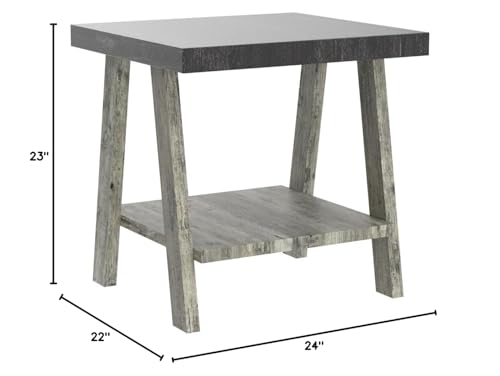 Roundhill Furniture Athens Contemporary Wood Shelf End Table, Weathered Walnut and Gray - color: Weathered Walnut and Gray