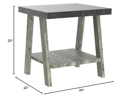 Roundhill Furniture Athens Contemporary Wood Shelf End Table, Weathered Walnut and Gray - color: Weathered Walnut and Gray