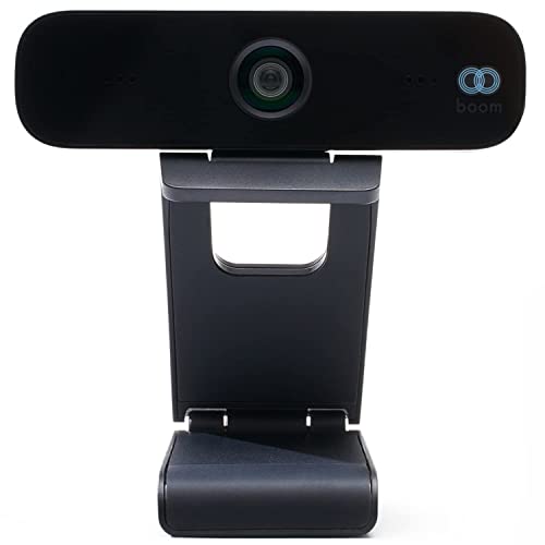 Boom MINI Full HD 1080p Webcam with 90° Wide-Angle Lens, Dual Noise-Reducing Mics, Autofocus, Low-Light Optimization, USB Plug-and-Play for Zoom/Teams/Meet – PC/Mac Laptop Camera