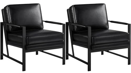 Yaheetech Mid-Century Modern Accent Chairs Set of 2, Black - color: Black, size: Set of 2