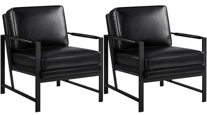 Yaheetech Mid-Century Modern Accent Chairs Set of 2, Black - color: Black, size: Set of 2