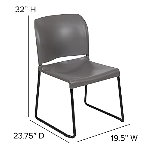 Flash Furniture Hercules Stack Chair, Black | Sled Base, Powder Coated, Contoured, 880 LBS. Weight Capacity - color: Grey, size: Set of 1