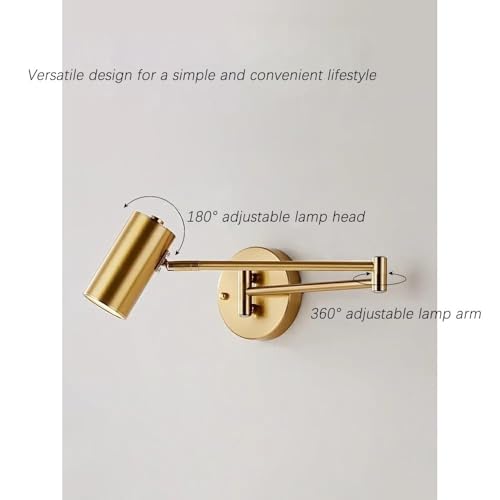 Adjustable Swing Arm Wall Sconce, Metal Folding Wall Lamp, GU10 Task Wall Light Fixture for Bedside Reading, Home Office, Study, Bedroom, Modern Wall Mounted Light Home Parlor(Gold) - color: Gold