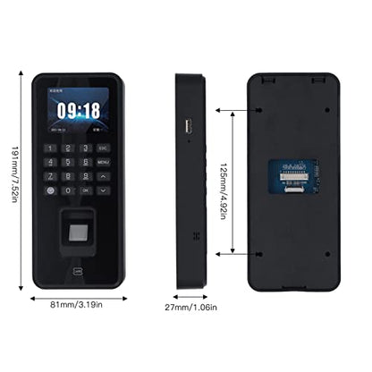 Fingerprint Time Clock, Fingerprint ID Card Password Time Attendance Machine, Office Time Card Machine Automatic Punch, 2.4in Screen Voice Prompt