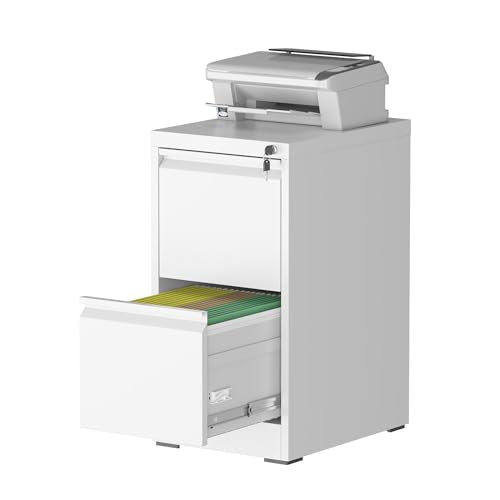 2 Drawer File Cabinet for Home Office, Vertical Filing Cabinet | Metal Lockable File Cabinet for Storage, Ideal for Legal/Letter/A4 Files, 28.8"H x 17.7"D x 15.2"W, Require Assembly, White - color: White, size: 28.8"H - 2 Drawer