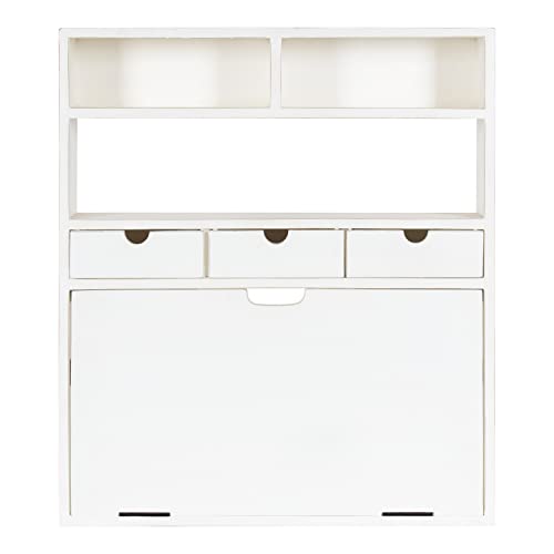 Kate and Laurel Georgie Rustic Wood Floating Desk; 26 x 6 x 30; White; Transitional Computer Desk for Home Office with Folding Design - color: White