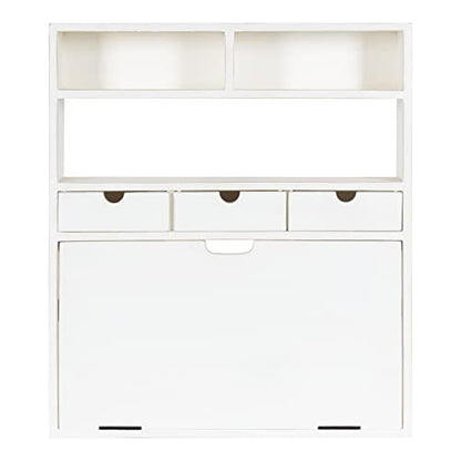 Kate and Laurel Georgie Rustic Wood Floating Desk; 26 x 6 x 30; White; Transitional Computer Desk for Home Office with Folding Design - color: White