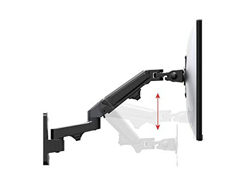 Monoprice Full Motion Wall Mount - for Monitors Up to 27 Inch, Adjustable Gas Spring, 2-Segment, Supports Max Weight 15.4 Pounds, Black - Workstream Collection - style: 2 Segment
