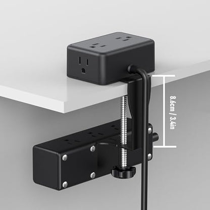 Eujgoov Desk Clamp Power Strip, 17 in 1 Charging Station with 13 AC Outlets 4 USB Ports 20W Fast Charging, Protector for Home Office, Fits Table Thickness Up to 45mm (US Plug)