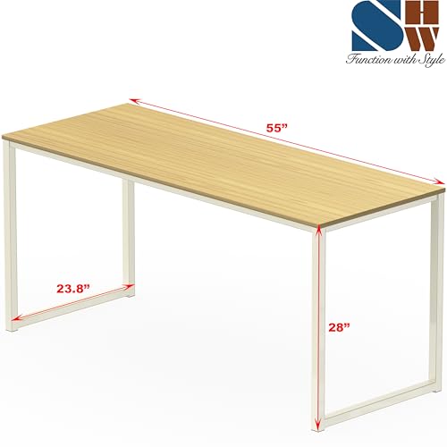 SHW Mission 55-Inch Home Office Computer Desk, Oak - color: Oak, size: 55-Inch