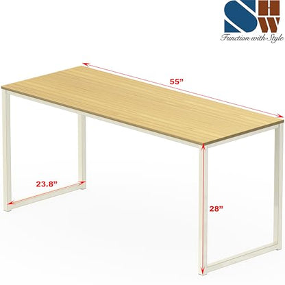 SHW Mission 55-Inch Home Office Computer Desk, Oak - color: Oak, size: 55-Inch