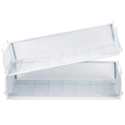 2 Pack Stackable Desk Paper Tray, Metal Mesh Desktop Document Letter File Organizer for Office Home School, 13.5'' L x 9.75'' W x 5.5'' H, White - color: 2 Pack White