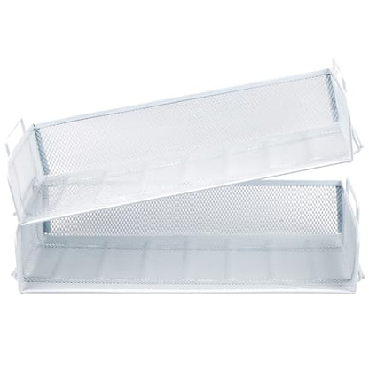 2 Pack Stackable Desk Paper Tray, Metal Mesh Desktop Document Letter File Organizer for Office Home School, 13.5'' L x 9.75'' W x 5.5'' H, White - color: 2 Pack White
