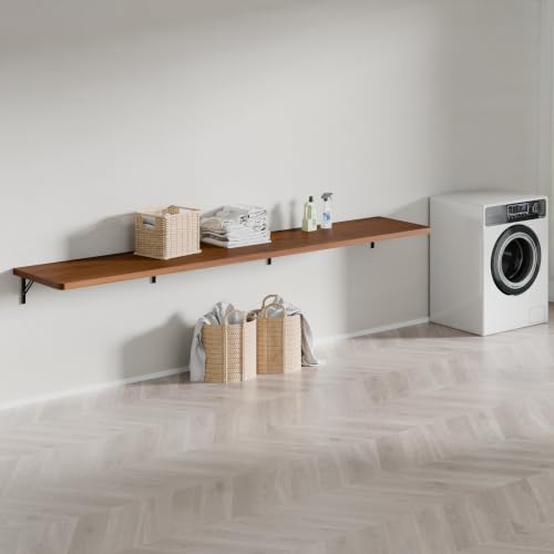 Dogsky Floating Wall Desk 72" x 16" - 600 lbs Heavy Duty Solid Pine - color: Walnut, size: 72" x 16"