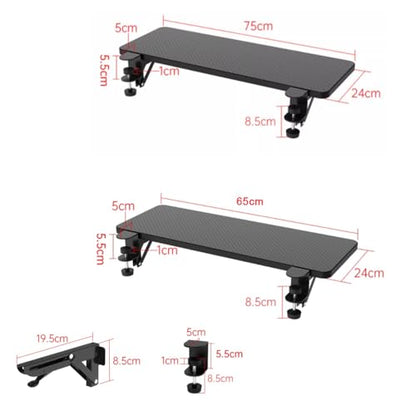 Desk Extender Tray 90° Collapsible Countertop Extension Clamp On Computer Armrest Shelf Ergonomics Keyboard Platform 25in 30in(Pink,30"/75cm)