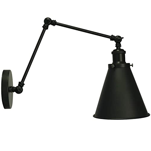 Industrial Black Wall Sconce,Angle Adjustable Decorative Modern Farmhouse Wall Mount Light for Living Room Wall Lamp Set of 2