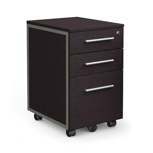 NBF File Cabinet 3 Drawer Mobile Laminate Storage Pedestal, Espresso - color: Brown